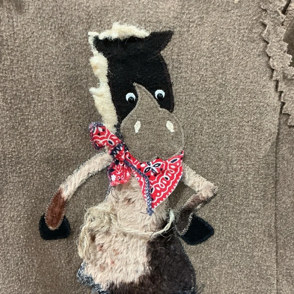 Vintage Chocolate Soup Girls Brown Horse Western Applique‎ Jumper Dress 3T USA